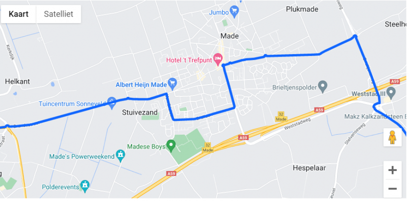 Route Vuelta door gemeente Drimmelen
